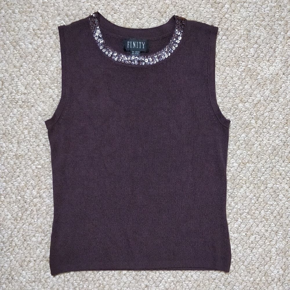 Finity sequins/beads embellished top sz S